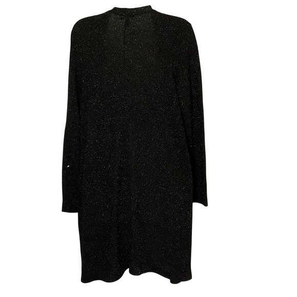 Eileen Fisher Metallic Black Open knit cardigan sweater holiday large NWOT wool - Picture 4 of 7